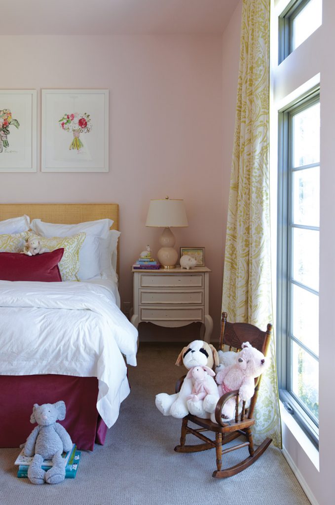 Daughter Lily’s room features deep pink shades and other girly accents.