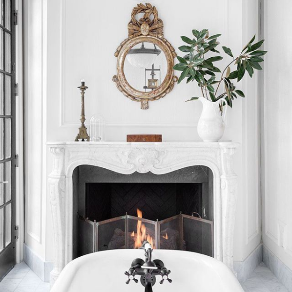Black and white transitional bathroom