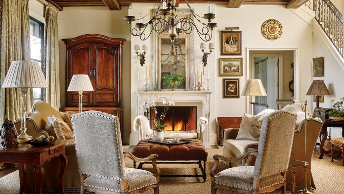 A Highlands Home Meant for Family Gatherings fireplace in elegant living room