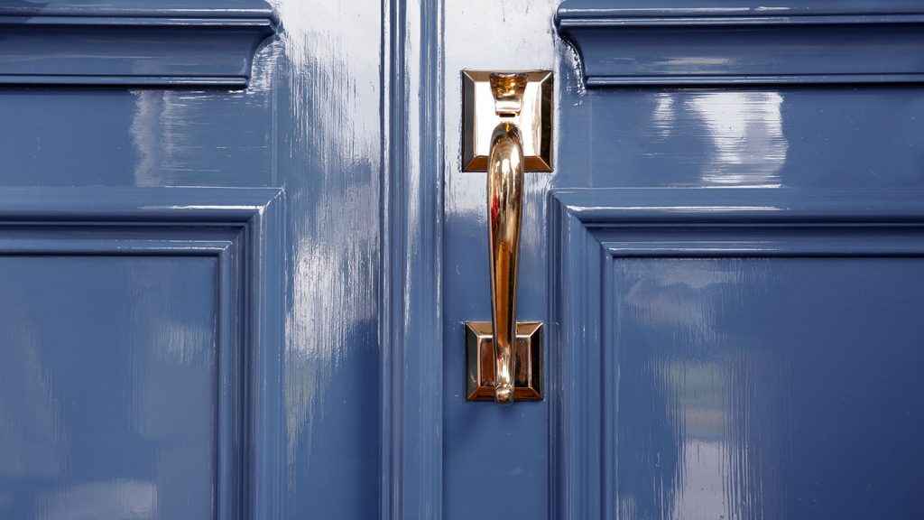 blue high gloss front door