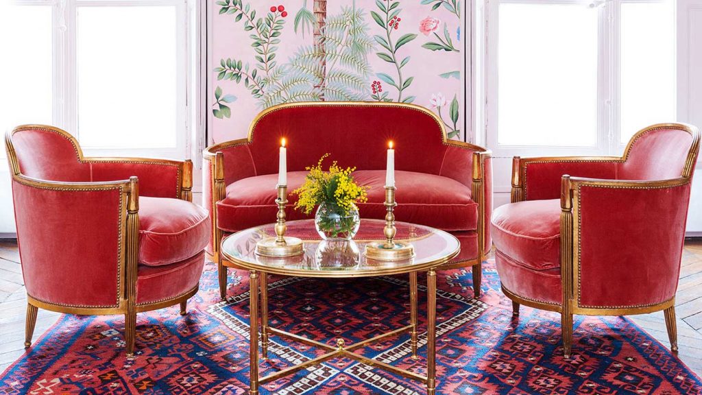 de Gournay velvet upholstery