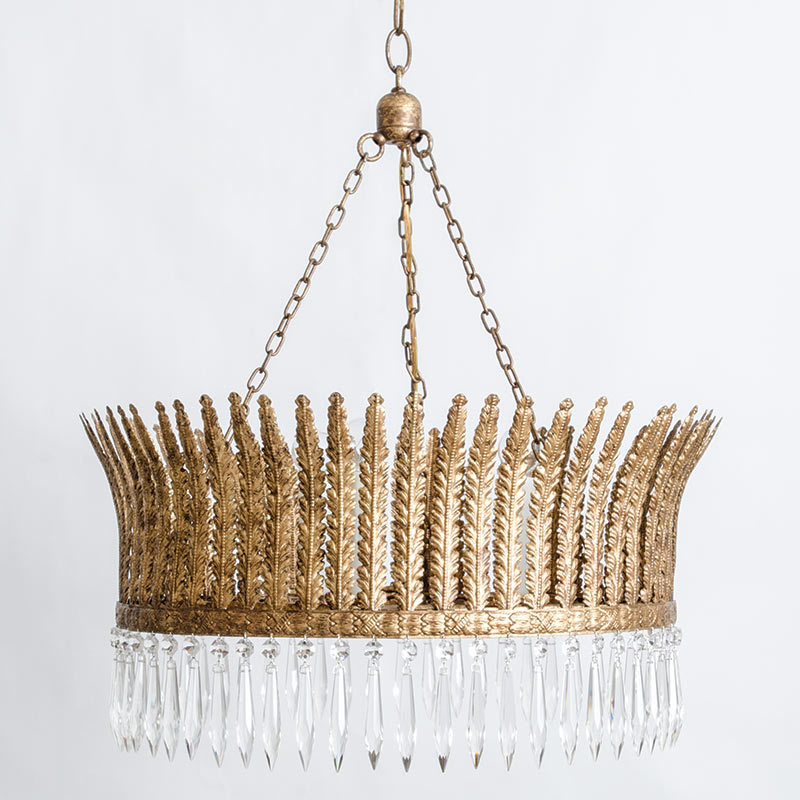 gilded steel frame chandelier