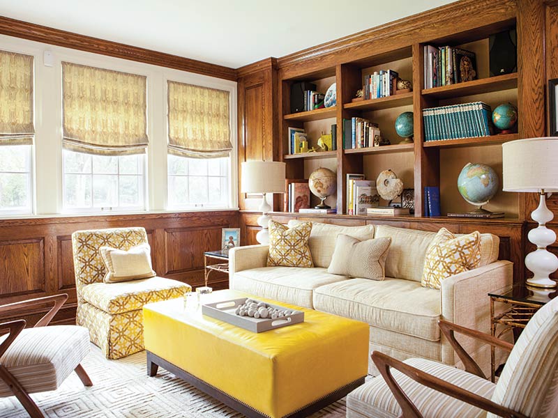 traditional sitting room with yellow accents