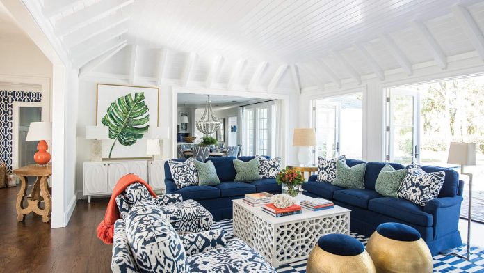 Tour This Vibrant Sea Island Cottage Sea Island cottage living room