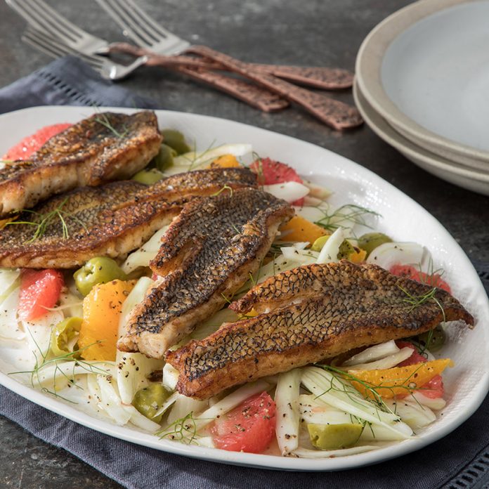 Butter Seared Black Sea Bass with Shaved Fennel-Citrus Salad