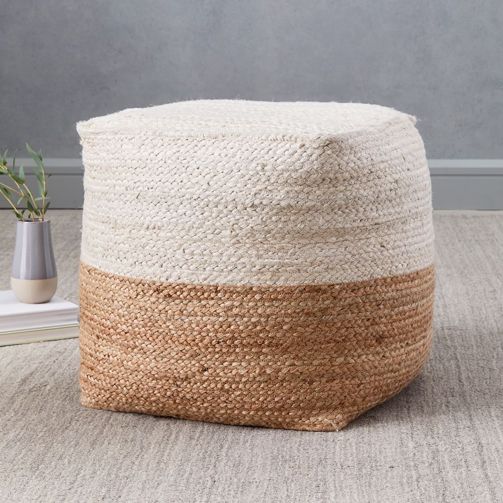 Two-tone woven jute basket