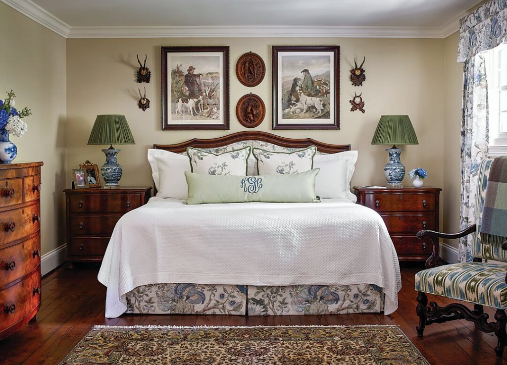Greeley converted an enormous game room on the lower level into two guest rooms and a bath. The designer collected antiques and furniture for the house over 20 years, lending the renovated rooms a sense of permanence.