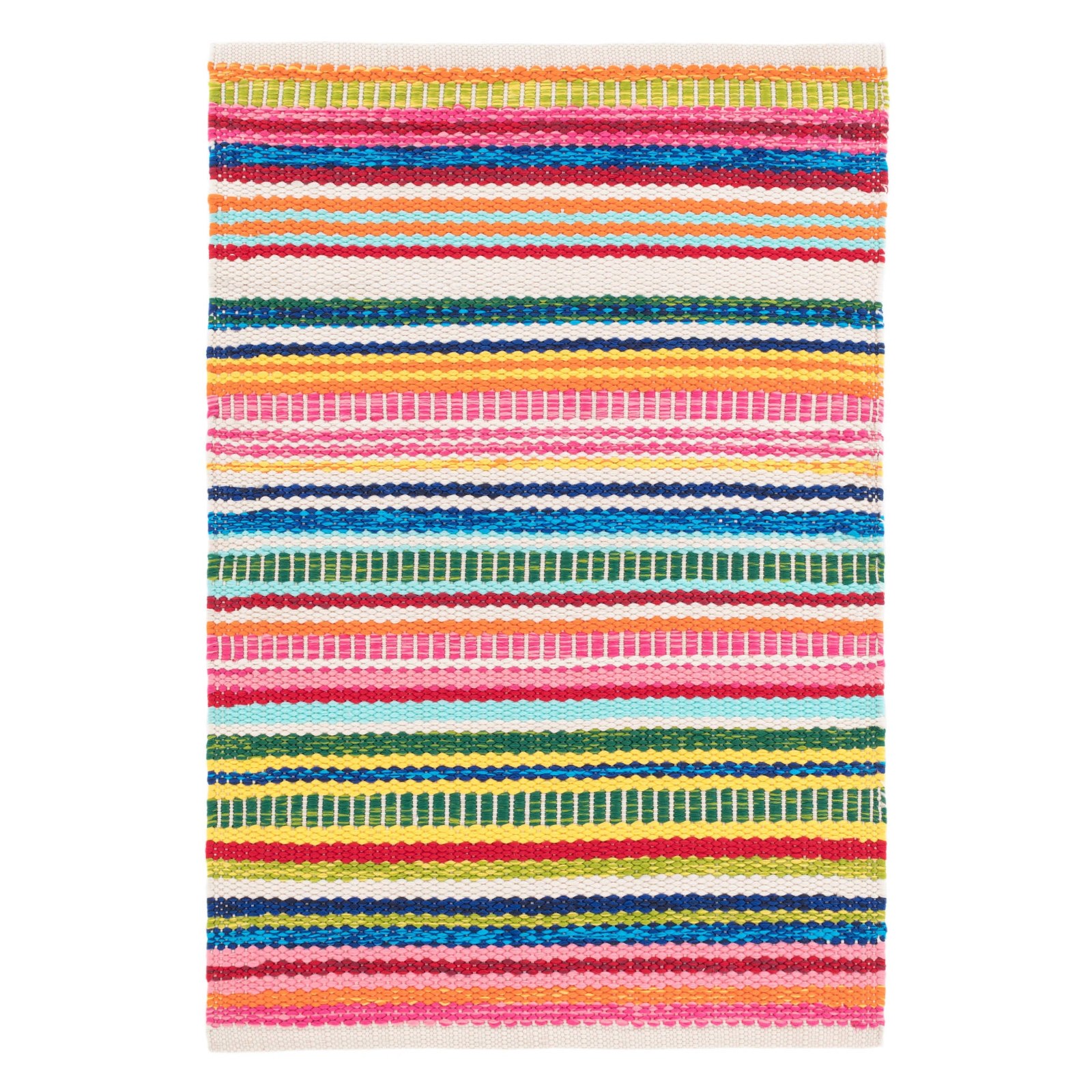 Dash & Albert Bright Stripe handwoven indoor/outdoor rug in multicolor stripes