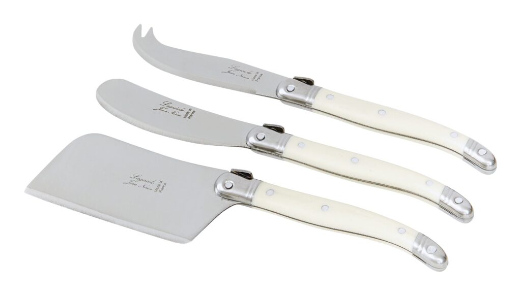 Set of three Laguiole cheese knives with ivory resin handles from Jayson Home