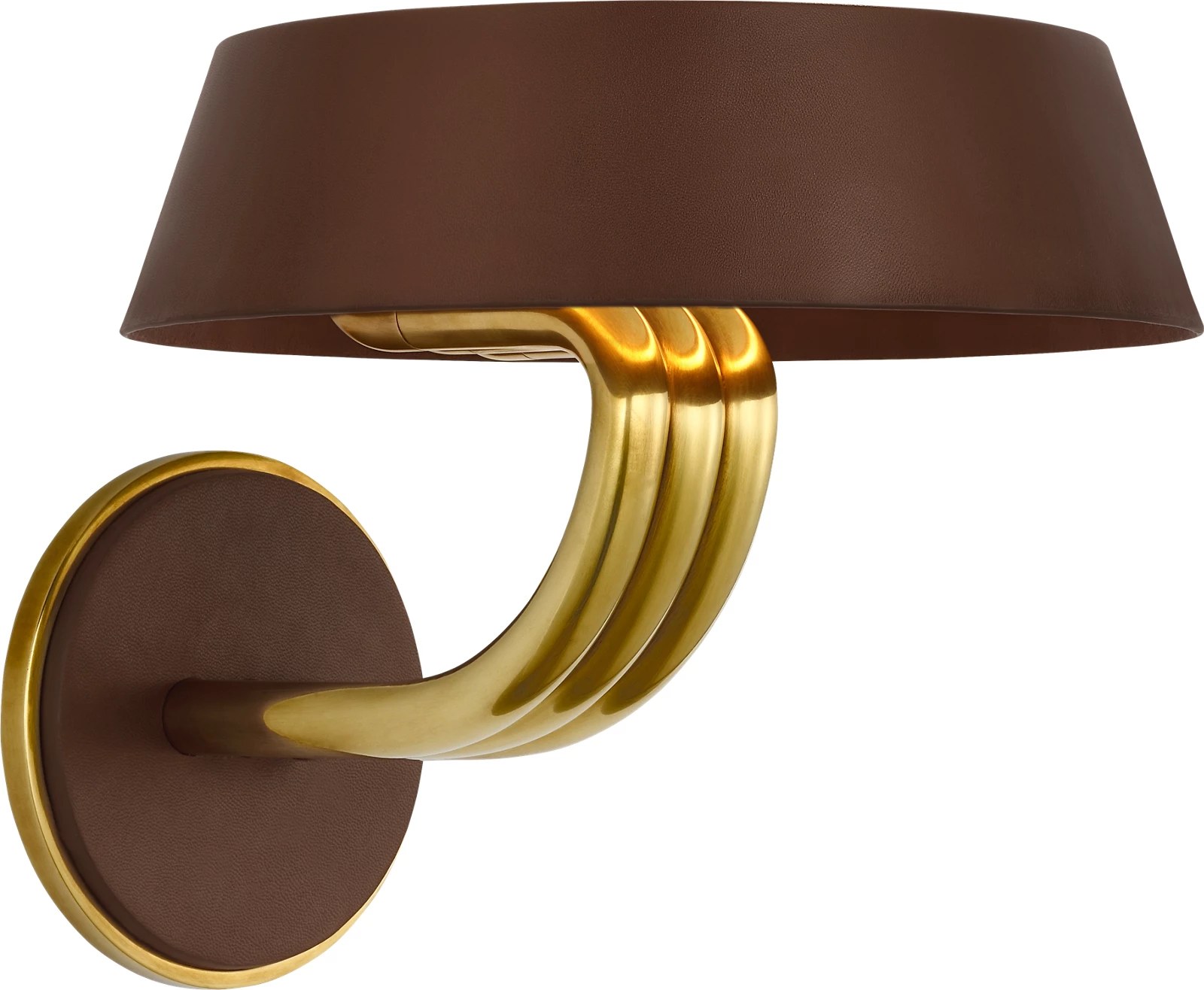 Ralph Lauren Hudson Street sconce in natural brass with leather wrap by Visual Comfort